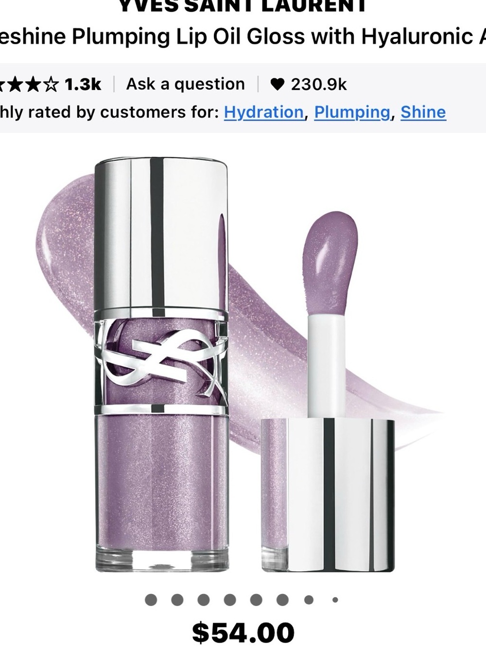 Yves Saint Laurent Shimmering Plumping Lip Oil Gloss — Lavender Pearl